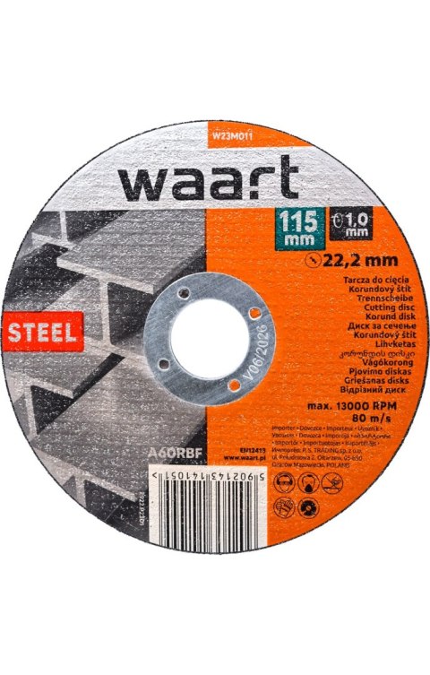 Wart Tarcza korundowa 115 x 1.0 x 22.2 mm, do stali W23M011