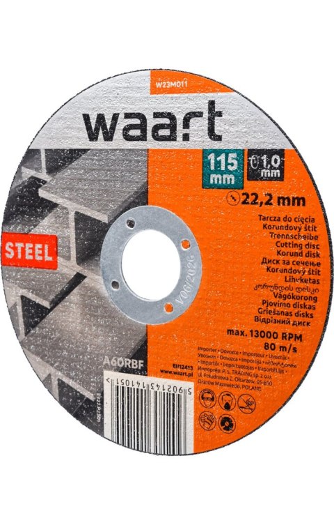 Wart Tarcza korundowa 115 x 1.0 x 22.2 mm, do stali W23M011