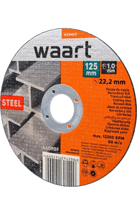 Wart Tarcza korundowa 125 x 1.0 x 22.2 mm, do stali W23M012