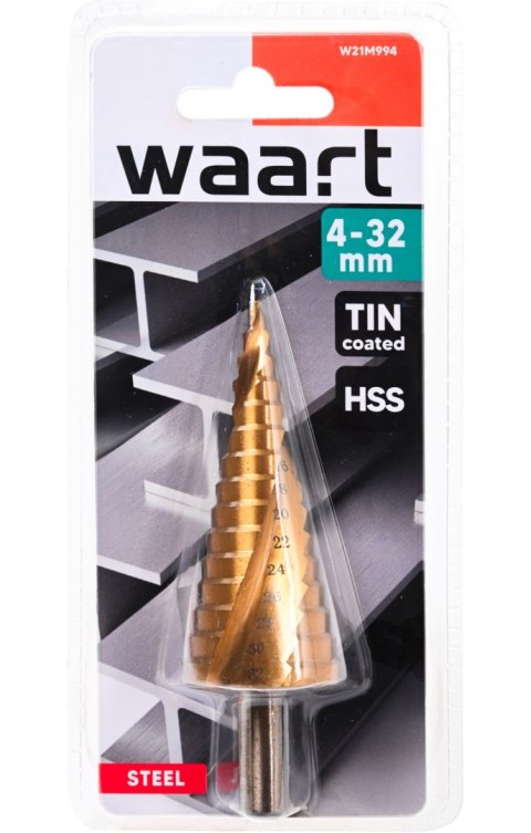 Wart Wiertło stopniowe spiralne 4.0-32.0 mm, tytanowane, STAL M2 W21M994