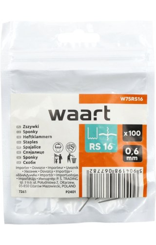 Wart Zszywki do plastiku 0.6mm, mała fala, 100szt. W75RS16