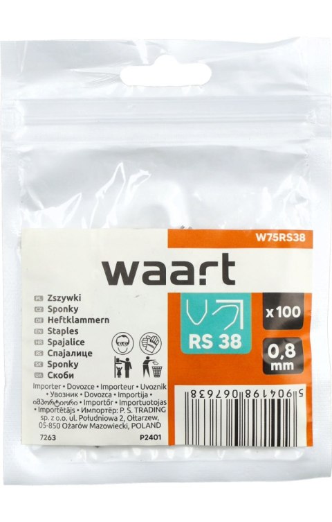 Wart Zszywki do plastiku 0.8mm, typ V wewnętrzne, 100szt. W75RS38