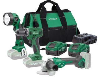 Stalco Zestaw szlifierka+wkrętarka+latarka+2x 4Ah