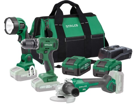 Stalco Zestaw szlifierka+wkrętarka+latarka+2x 4Ah Stalco Zestaw szlifierka+wkrętarka+latarka+2x 4Ah
