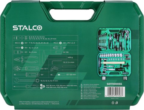 Zestaw multinarzędziowy 1/2"+1/4" 55 elem grzechotka 90t opakowanie bmc STALCO S011100055
STALCO
S011100055 Zestaw multinarzędziowy 1/2"+1/4" 55 elem grzechotka 90t opakowanie bmc STALCO S011100055
STALCO
S011100055