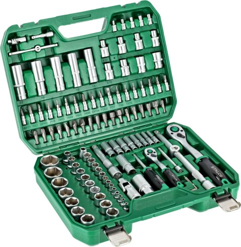 Zestaw kluczy nasadowych 110 elem BMC 1/2˝, 1/4˝, grzechotka 90 zębów STALCO S011100110
 STALCO
 S011100110