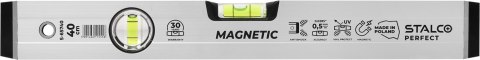 Poziomnica aluminiowa anodowana z magnesem
 40 cm STALCO PERFECT
 S-65740