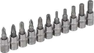 Zestaw bitów na nasadkach 1/4" na listwie 11 szt.
 STALCO
 S-54021