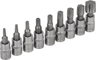 Zestaw bitów na nasadkach 1/4" na listwie 9 szt.
 STALCO
 S-54019