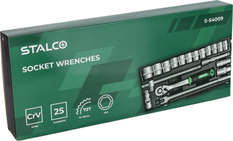 Zestaw kluczy nasadowych 3/4" 21 el.
STALCO
S-54007 Zestaw kluczy nasadowych 3/4" 21 el.
STALCO
S-54007