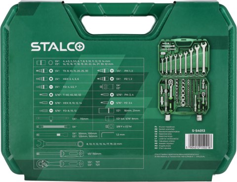 Zestaw kluczy nasadowych i kluczy płasko oczkowych 82 elementy S-54013
STALCO
S-54013 Zestaw kluczy nasadowych i kluczy płasko oczkowych 82 elementy S-54013
STALCO
S-54013