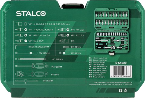 Zestaw kluczy nasadowych 48 elementów S-54020
STALCO
S-54020 Zestaw kluczy nasadowych 48 elementów S-54020
STALCO
S-54020
