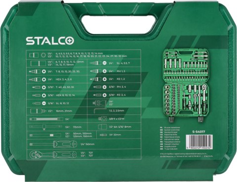 Zestaw kluczy nasadowych , 94 elementy S-54017
STALCO
S-54017 Zestaw kluczy nasadowych , 94 elementy S-54017
STALCO
S-54017