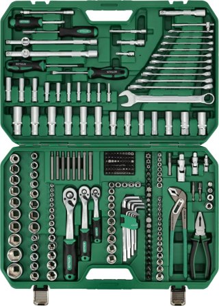 Zestaw kluczy nasadowych i narzędzi , opakowanie BMC, 237 elementów , 1/4'' 3/8'' 1/2'', "STALCO" S-54018
 STALCO
 S-5