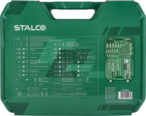 Zestaw kluczy nasadowych i płasko oczkowych, 219 elementów S-54005
STALCO
S-54005 Zestaw kluczy nasadowych i płasko oczkowych, 219 elementów S-54005
STALCO
S-54005