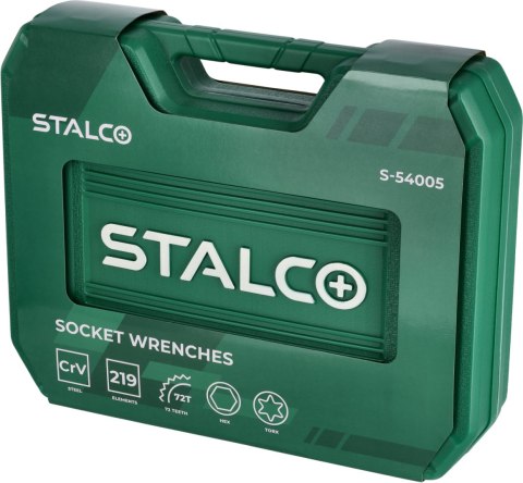 Zestaw kluczy nasadowych i płasko oczkowych, 219 elementów S-54005
STALCO
S-54005 Zestaw kluczy nasadowych i płasko oczkowych, 219 elementów S-54005
STALCO
S-54005