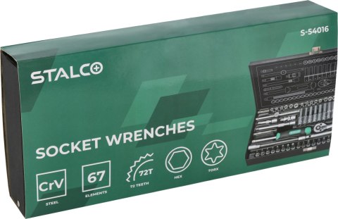 Zestaw kluczy nasadowych, metalowe pudełko, 67 elementów 1/4'' "STALCO" S-54016
STALCO
S-54016 Zestaw kluczy nasadowych, metalowe pudełko, 67 elementów 1/4'' "STALCO" S-54016
STALCO
S-54016
