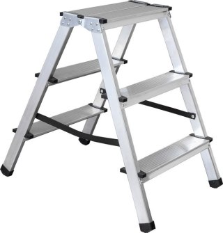 Drabina domowa dwustronna 150kg 2x3 stopnie aluminiowa STALCO S-40527