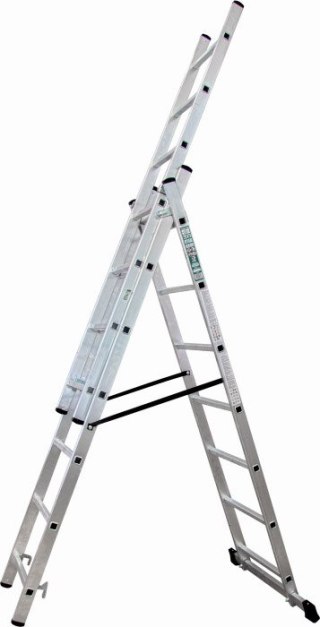 Drabina przemysłowa 150kg 3 elementy 11 stopni aluminiowa STALCO S-40563