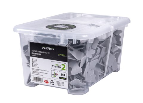 Klipsy 1,5mm do systemu No 2 opakowanie box 250szt. STALCO PERFECT S-75223 Klipsy 1,5mm do systemu No 2 opakowanie box 250szt. STALCO PERFECT S-75223