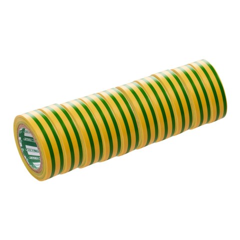 Taśma izolacyjna 15mm x 10m żółto-zielona STALCO S-38635 Taśma izolacyjna 15mm x 10m żółto-zielona STALCO S-38635