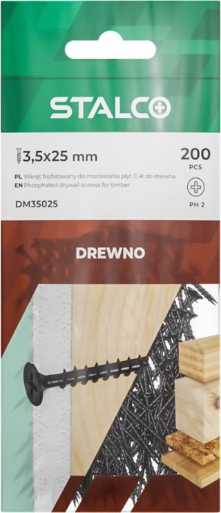 Wkręt fosfatowany do mocowania płyt kartonowo-gipsowych BD