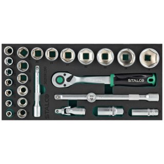 Zestaw kluczy nasadowych 1/2" 8-36mm 27elem. 90T CrV wkład EVA STALCO S026391290