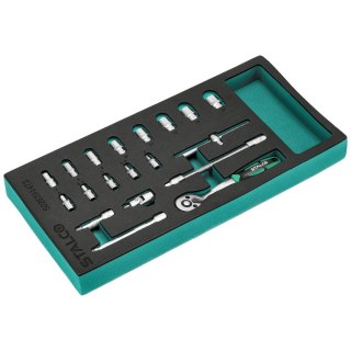 Zestaw kluczy nasadowych 1/4" 4-14mm 19elem. 72T CrV wkład EVA STALCO S026391472