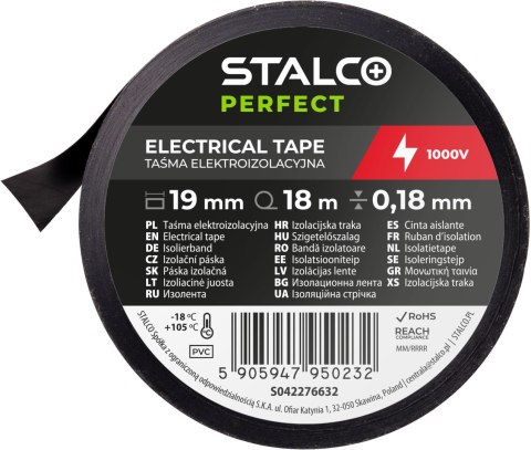 Czarny PVC 0,18 mm x 19 mm x 18 m