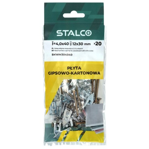Kotwa wbijana metalowa do ścian G-K z wkrętem 4x40 mm bag (20) 1/12/72 STALCO BKWM304040 Kotwa wbijana metalowa do ścian G-K z wkrętem 4x40 mm bag (20) 1/12/72 STALCO BKWM304040