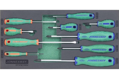 Jonnesway Zestaw 10szt. wkrętaków we wkładce EVA D71PS110KV Jonnesway Zestaw 10szt. wkrętaków we wkładce EVA D71PS110KV