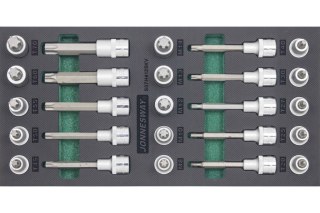 Jonnesway Zestaw 25szt. bitów TORX i RIBE z nasadką 1/2" we wkładce EVA S07H4125KV