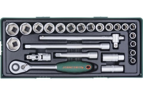 Jonnesway Zestaw 25szt. narzędzi z nasadkami 6-kątnymi 1/2" we wkładce plastikowej S04H4125SP Jonnesway Zestaw 25szt. narzędzi z nasadkami 6-kątnymi 1/2" we wkładce plastikowej S04H4125SP