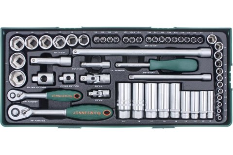 Jonnesway Zestaw 57szt. narzędzi 1/4" i 3/8" we wkładce plastikowej S04H3157SP Jonnesway Zestaw 57szt. narzędzi 1/4" i 3/8" we wkładce plastikowej S04H3157SP