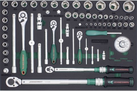 Jonnesway Zestaw nasadek 1/4" 3/8" 1/2" oraz kluczy dynamometrycznych 10-200Nm 65szt. narzędzi we wkładce EVA T27165SV Jonnesway Zestaw nasadek 1/4" 3/8" 1/2" oraz kluczy dynamometrycznych 10-200Nm 65szt. narzędzi we wkładce EVA T27165SV