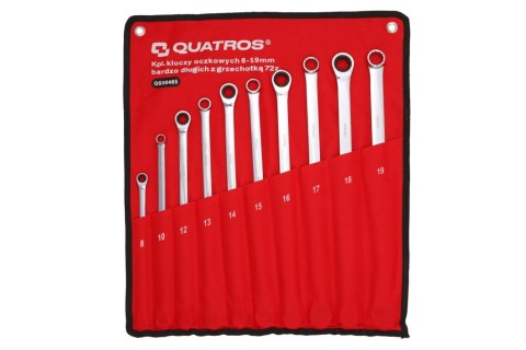 Quatros Zestaw kluczy oczkowych bardzo długich z grzechotką 72 zęby 8-19mm QS50465 Quatros Zestaw kluczy oczkowych bardzo długich z grzechotką 72 zęby 8-19mm QS50465