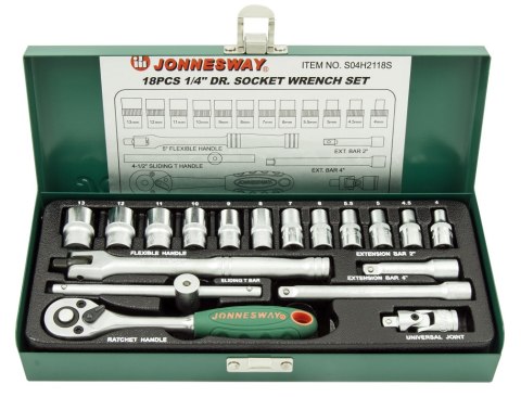 Jonnesway Zestaw 18szt. narzędzi 1/4" S04H2118S Jonnesway Zestaw 18szt. narzędzi 1/4" S04H2118S