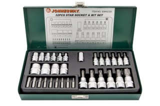 Jonnesway Zestaw 32szt. bitów TORX i nasadek E-TORX S06H232S