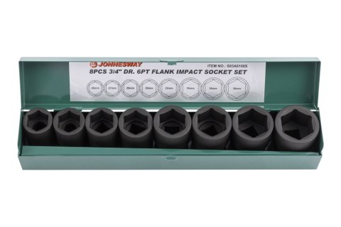 Jonnesway Zestaw 8szt. nasadek udarowych 3/4" 26-38mm S03A6108S Jonnesway Zestaw 8szt. nasadek udarowych 3/4" 26-38mm S03A6108S