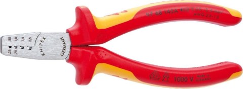 KNIPEX Szczypce VDE do zagniatania tulejek kablowych 0,25-2,5 mm2, 145mm, 97 68 145 A, KNIPEX