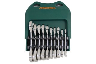 Jonnesway Zestaw 10szt. kluczy płasko-oczkowych krótkich z grzechotką 8-19mm W51110S