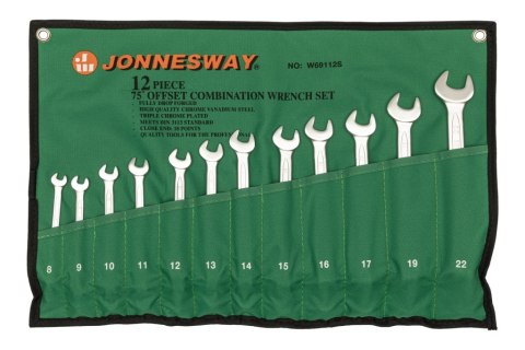Jonnesway Zestaw 12szt. kluczy płasko-oczkowych głęboko odsadzonych 8-22mm W69112S Jonnesway Zestaw 12szt. kluczy płasko-oczkowych głęboko odsadzonych 8-22mm W69112S