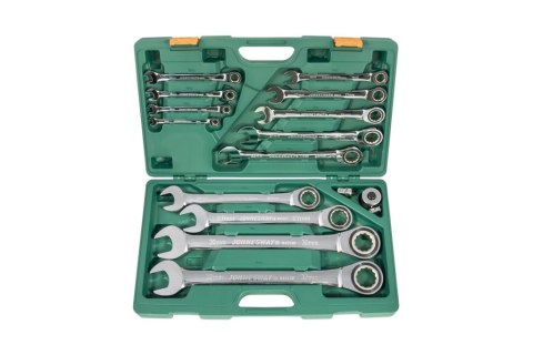 Jonnesway Zestaw 13szt. kluczy płasko-oczkowych z grzechotką 8-32mm i 4szt. adapterów W45117S Jonnesway Zestaw 13szt. kluczy płasko-oczkowych z grzechotką 8-32mm i 4szt. adapterów W45117S