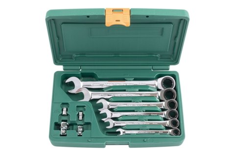 Jonnesway Zestaw 6szt. kluczy płasko-oczkowych z grzechotką 8-19mm i 4szt. adapterów W45110S Jonnesway Zestaw 6szt. kluczy płasko-oczkowych z grzechotką 8-19mm i 4szt. adapterów W45110S
