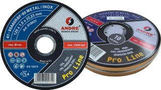 Andre Tarcza do cięcia metal / INOX 125x1mm 95A60RBF 10szt. metalowe pudełko 010389