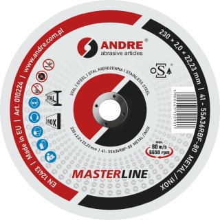 Andre Tarcza do cięcia metal inox MASTER LINE 230x2mm 010224