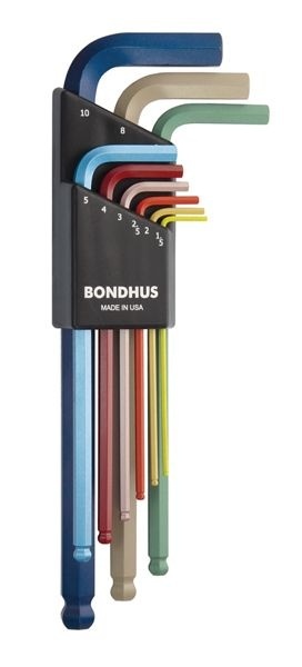 Bondhus Zestaw kluczy imbusowych z kulką kolor 1.5-10mm 9szt. BO69499