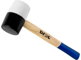 Drel Młotek gumowy 450 g, czarno-biała guma, trzonek drewniany CON-HHG-1045