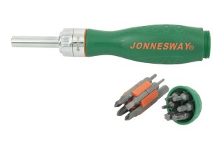 Jonnesway Wkrętak grzechotkowy z zestawem 18szt. bitów DR0119S