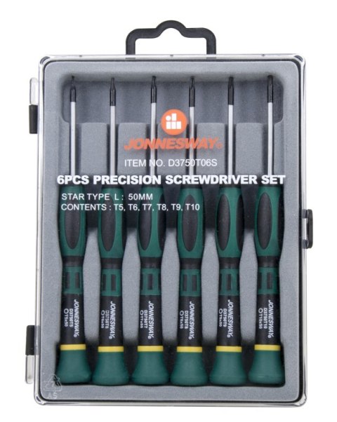 Jonnesway Zestaw 6szt. wkrętaków precyzyjnych TORX D3750T06S Jonnesway Zestaw 6szt. wkrętaków precyzyjnych TORX D3750T06S